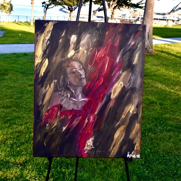 ⚜️Sensual Woman - Painting “Golden Whisper” inspired by Alexa Chung Perfect gift - Picture 3 of 9